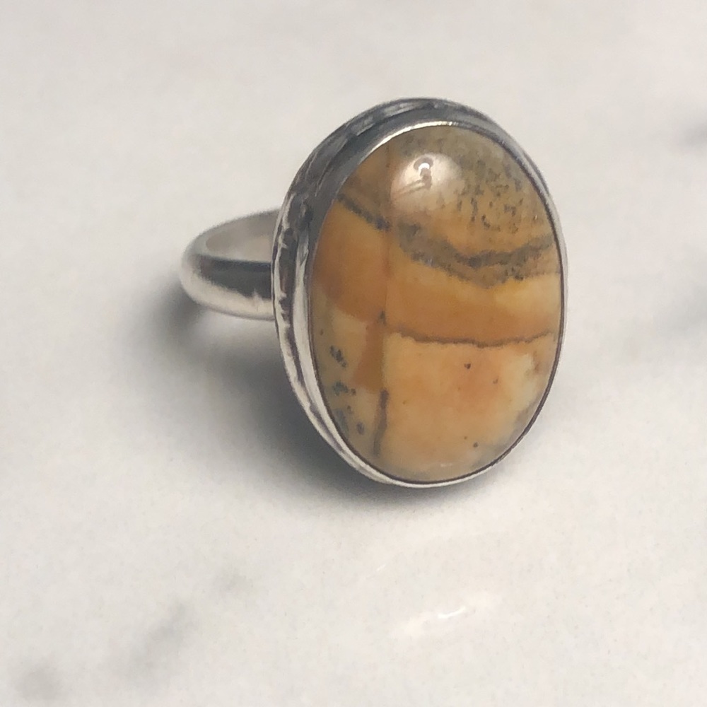 Picture jasper silver‎ ring. Size 6